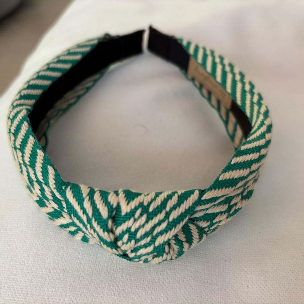 Elegant Green and Cream Braided Hairband